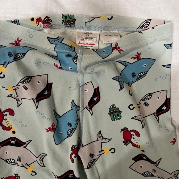 Hanna Andersson Boys Cotton Knit PJs Pajama Pirate Sharks Size 14 - Picture 3 of 4
